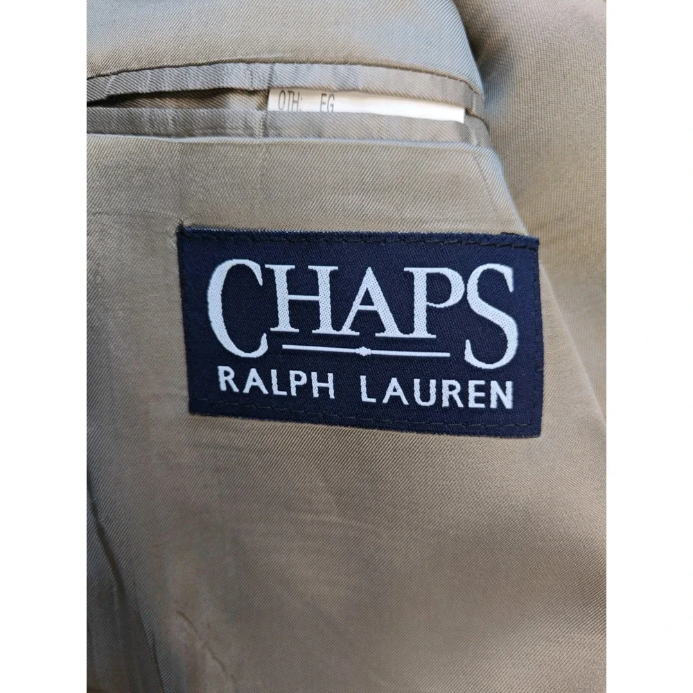 Chaps Ralph Lauren Vintage Wool Sport Coat 40R Beige Black 3 Button Blazer X606